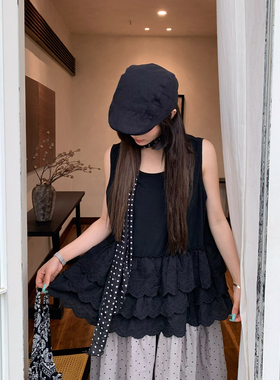三与十三|暮云漫漫|夏季蕾丝拼接吊带背心女叠穿宽松显瘦上衣女