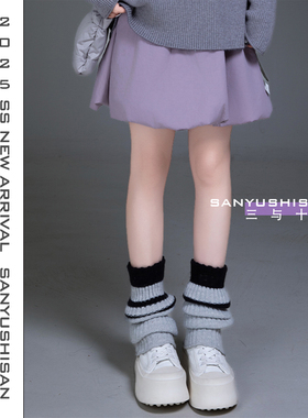 三与十三|袜塞|日系甜美风复古袜子女拼色堆堆袜显瘦小腿袜女