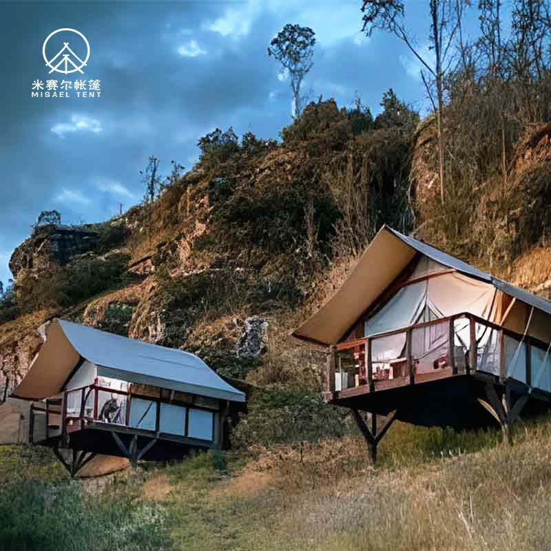 营基地自然风假木屋帐篷度露住宿轻奢人木野帐篷顶帐篷带卫生间字