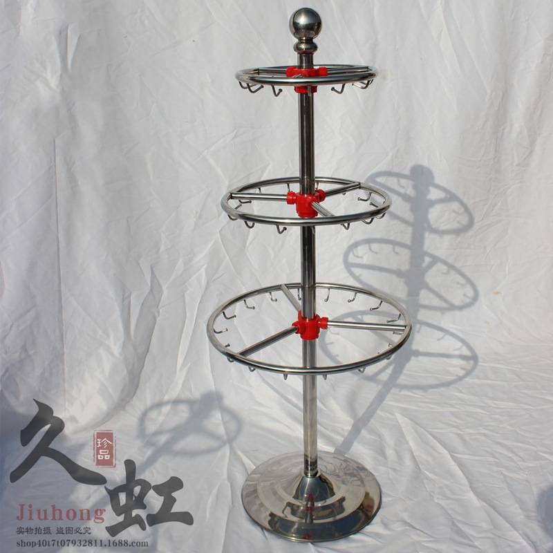 幼儿园早教儿童专用不锈钢双层毛巾架多功能家用圆形三层毛巾挂架