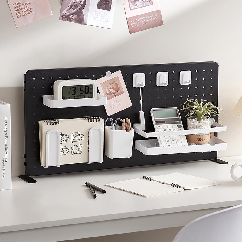 A524桌面洞洞板免打孔办公桌可立收纳展功示多能工架隔具F769S857