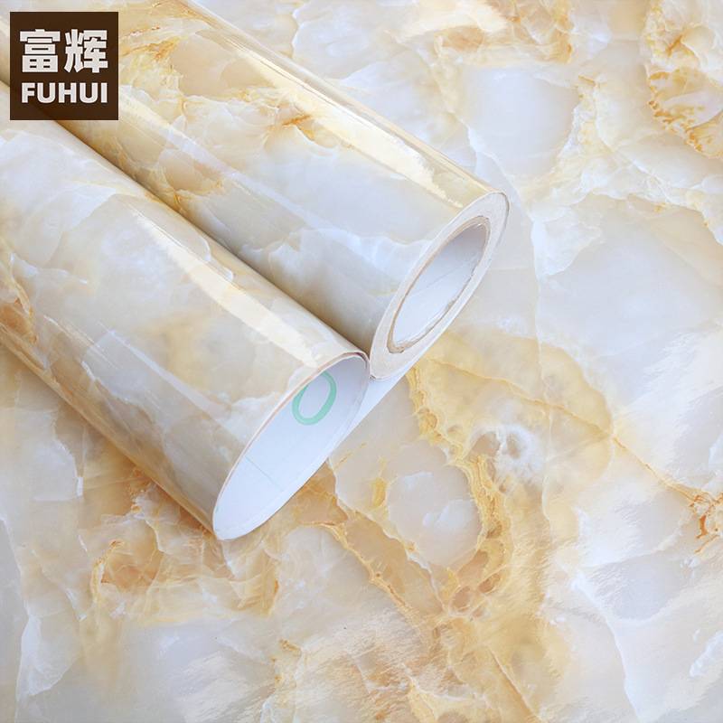 加厚大理石贴纸防水墙纸自粘厨房台面防油柜桌子家具翻新壁纸50米