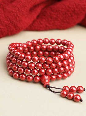 原矿朱砂藏式文玩108佛珠手串