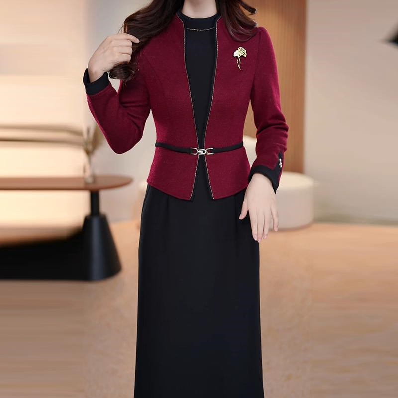 现货速发连衣裙2025新款秋冬轻奢高级感喜婆婆婚宴装妈妈礼服加厚