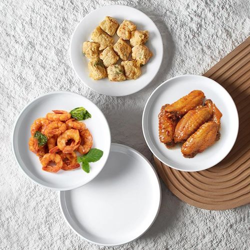 快速发货骨碟盘家用7寸盘子密胺C圆形自助餐盘塑料平盘吐骨凉菜碟