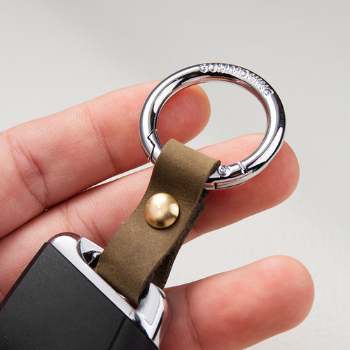 快速发货简约真皮指环p钥匙扣挂件创意个性精致汽车钥匙链圈环男