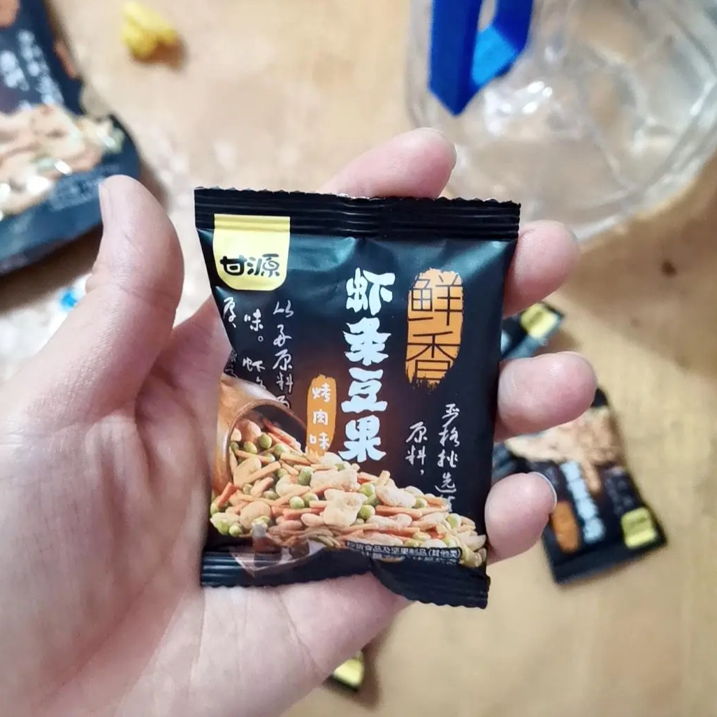 【新货】甘源牌虾条豆果共460g烤肉味和鲜虾味童年休闲小零食
