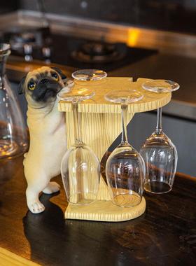 创意红酒杯架摆件免安装高脚杯架倒挂家用酒柜装饰品悬挂吊杯架子