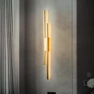 全铜高端壁灯轻奢卧室床头极简长条形楼梯玄关客厅电视背景墙壁灯