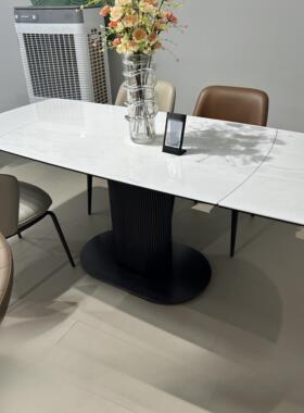 CZ007伸缩餐桌1.2米1.4米变长1.8米2岩板微晶石功能桌跳台聚餐桌