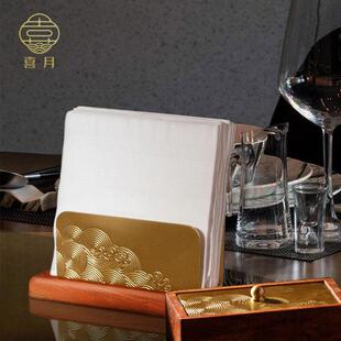 喜月高档中式现代北欧酒店会所餐厅餐桌实木纸巾架餐巾方形纸巾座
