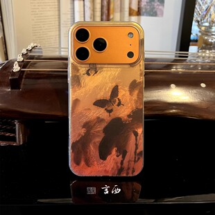 墨蝶 羽纱适用苹果手机壳华为小米高级感iphone17promax防摔15国潮14小众13情侣16pro 言西原创国风新中式