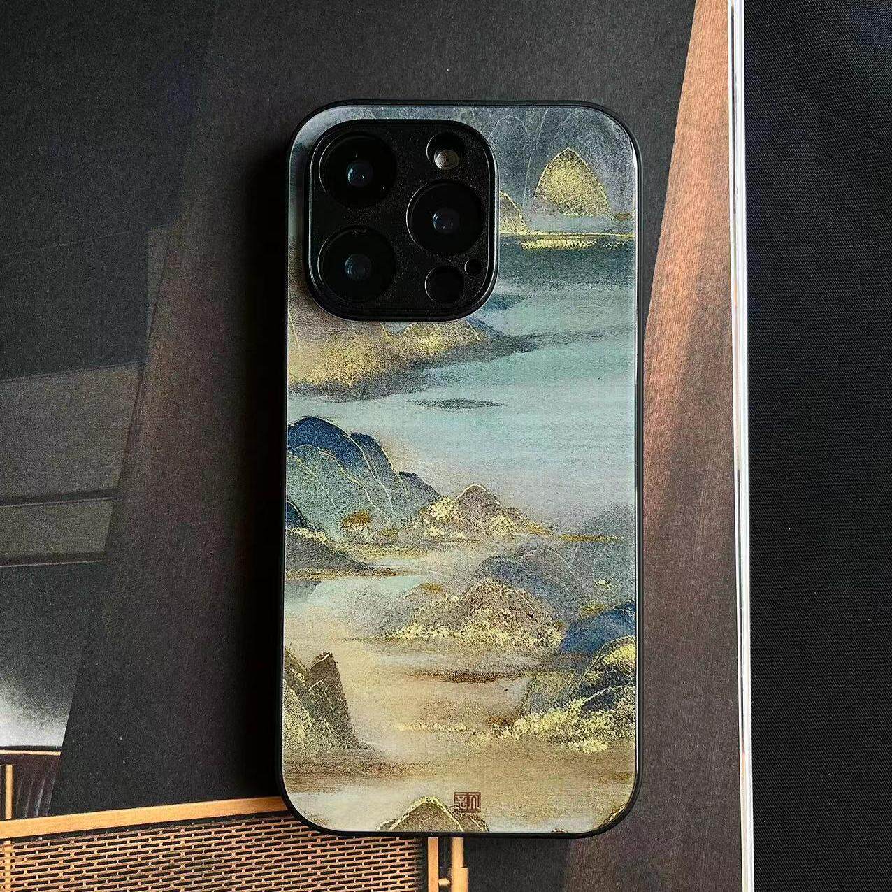 青山 言西原创国风新中式玻璃适用于苹果手机壳小众高级感iphone16promax新款15pro好看17promax华为小米国潮