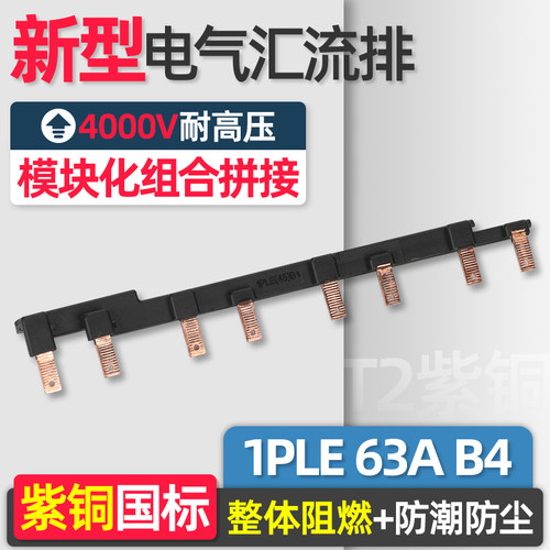 电气汇流排1PLE 63A B4新型模块组合式漏电空开接线铜排 紫铜国标