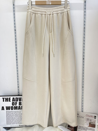 古妃秋冬保暖松紧腰显瘦卫裤女直筒拖地阔腿裤宽松休闲百搭长裤子