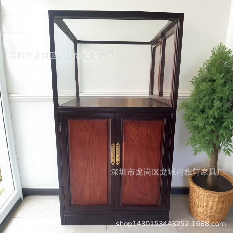 白蜡木实木玻璃新中式珠宝展柜