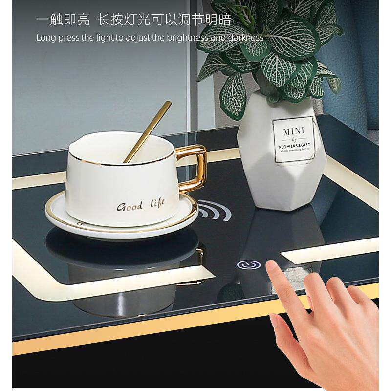TKLK-A22保密险箱多能隐形智能床头柜保险线柜黑色码锁无功充电灯