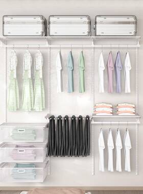 金属衣柜简RYL易家挂衣墙区多卧室用砌衣帽间架子组放装开式壁挂