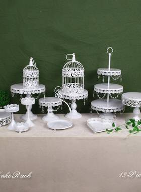 金色礼甜品台摆糕件带水晶蛋欧式甜点架蛋架多层LKH铁艺糕婚架