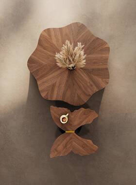 高意式极简花茶瓣几现代CJ-198简约家用客厅民宿端设计师胡桃茶色蝴蝶几