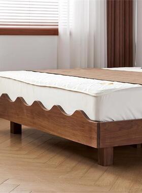 美胡桃木榻榻米床架悬浮床北简黑约无靠背XPI日全式矮床实木无床