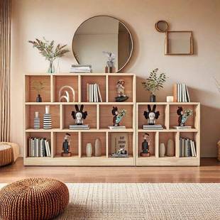 985实木柜书儿童架架幼儿园柜书柜全书实木格子柜定制巨厚橡胶木