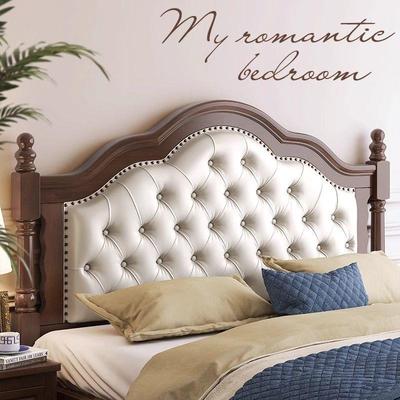 美式乡村复古实木框床包床软.双人.家用婚床气床ZIG压箱储物床