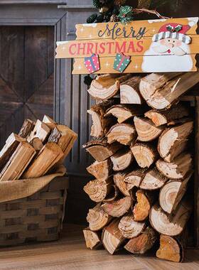 饰摆件壁F76J8J8J装炉橱窗列圣诞柴露营道具木头木原木木材美陈式