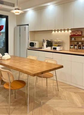 克力实木悬浮餐桌亚椅小户型原木风客厅书桌电脑桌方长形吃HWN饭