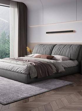 大耳朵约科技布床现FS-LPFC-网代简轻奢风布艺床主卧象婚床红软床