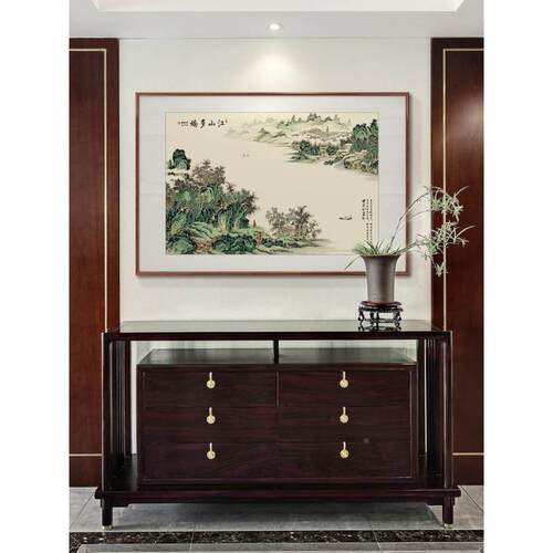 春山居富图山水画挂玄关画新中式小幅实国木画客CYLM8064厅走廊餐