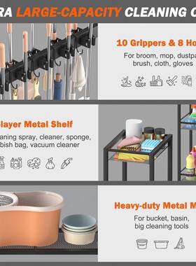 清洁扫工具收带轮子庭纳院SBJ02拖把把可车库整理移动置物架