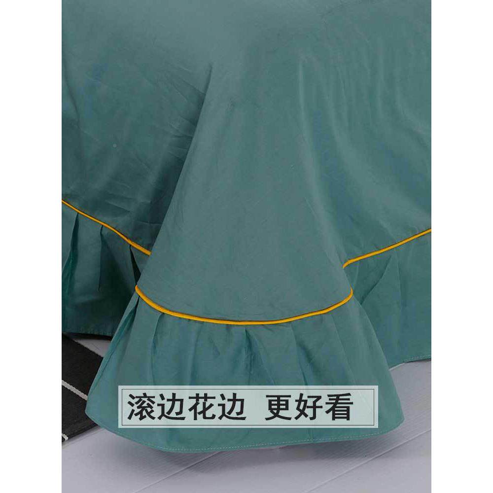 A6F76SHSSML床单单件纯棉三件子100枕单人套白色单薄款睡单一米套