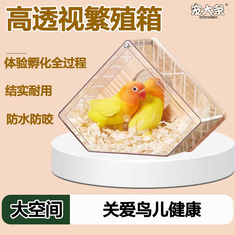 鹦鹉透明繁殖箱虎皮牡丹内外挂窝