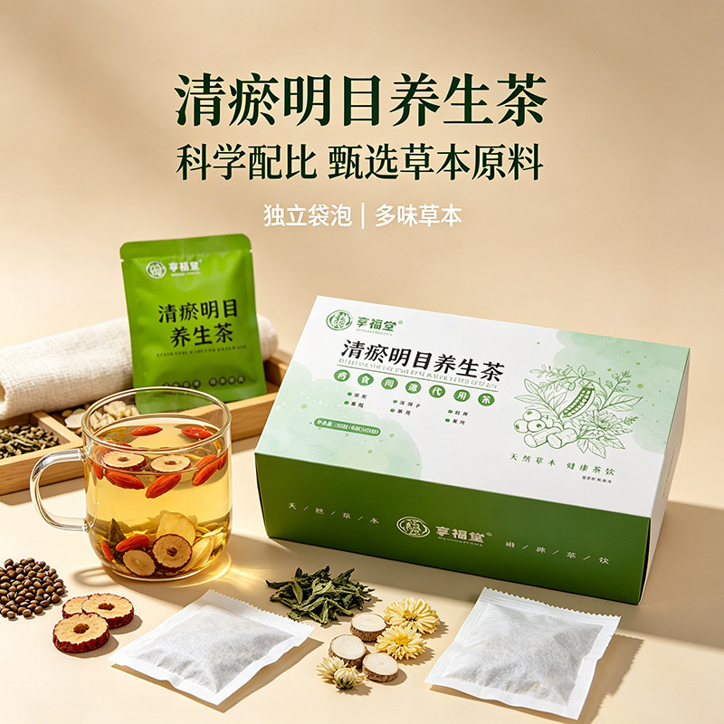 清瘀明目养生茶植物草本养肝熬夜去火粉碎破壁花草男女通用袋泡茶