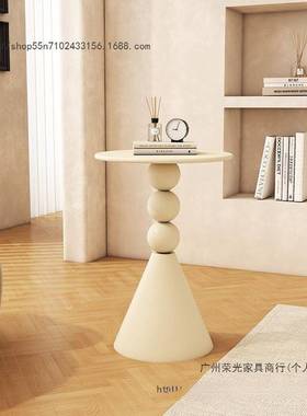 一件代发铁艺小户型奶油风客厅创意茶几铁艺阳台小圆桌子沙发边几