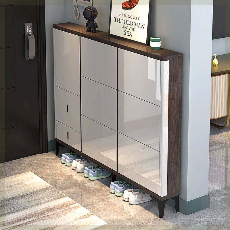 17公分薄鞋柜轻奢风超薄鞋柜17cm换鞋凳一体组合超薄翻斗入户门口