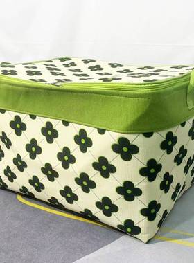 三层加厚帆布带盖拉链收纳箱防潮大容量衣服被子收纳袋可折叠整理