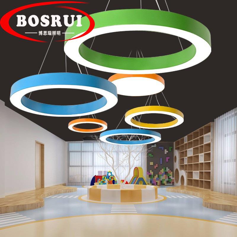 圆形灯具吊灯LED简约现代拼接创意办公室商场超市网咖店铺圆环灯