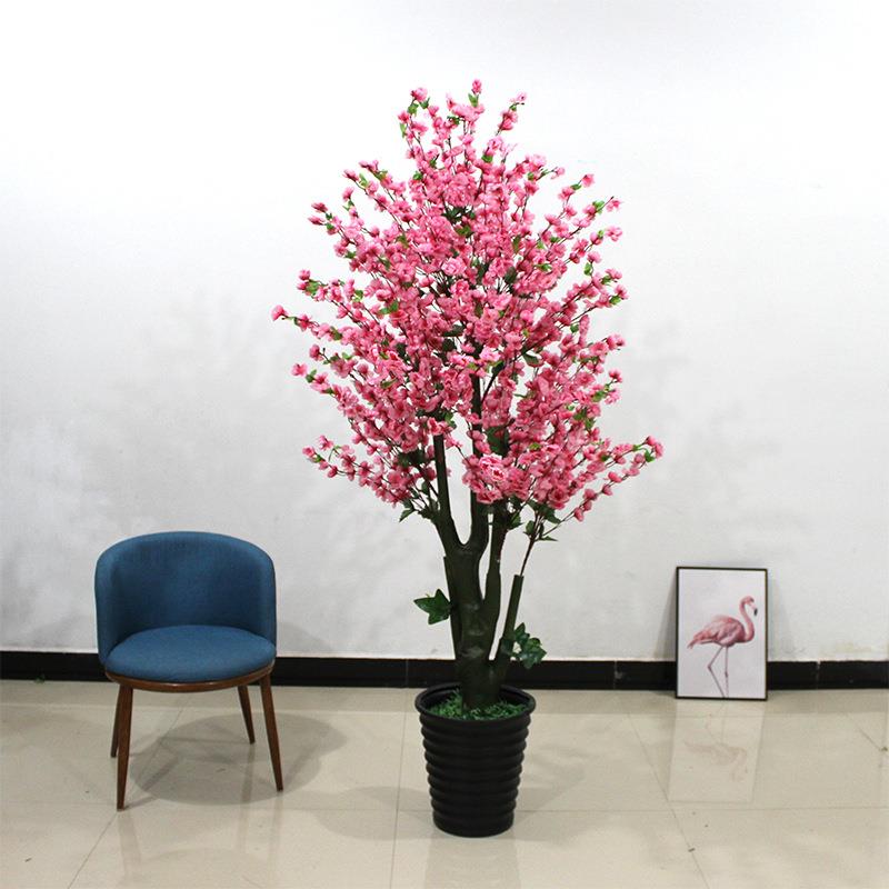 仿真花桃花树假桃花树家居景观大型盆栽绿植盆景摆件工艺