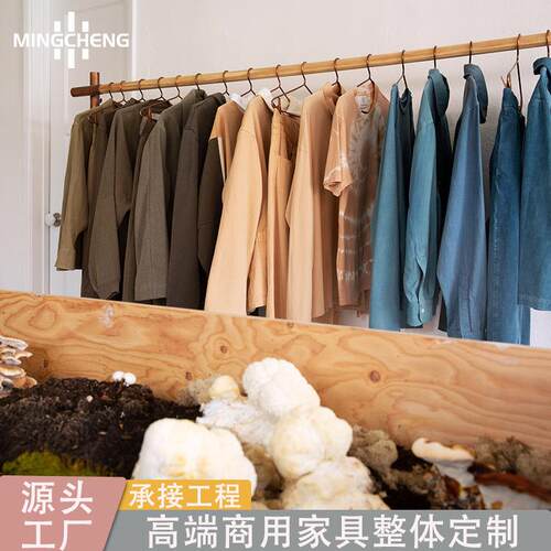 服装店展示架落地木质金属立柱挂衣架男装店落地陈列架衣服中岛架
