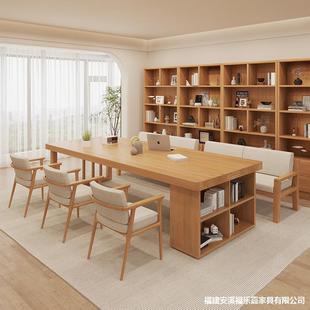 北欧实木大长书桌去客厅化简约阅读学习写字桌家用办公桌工作台