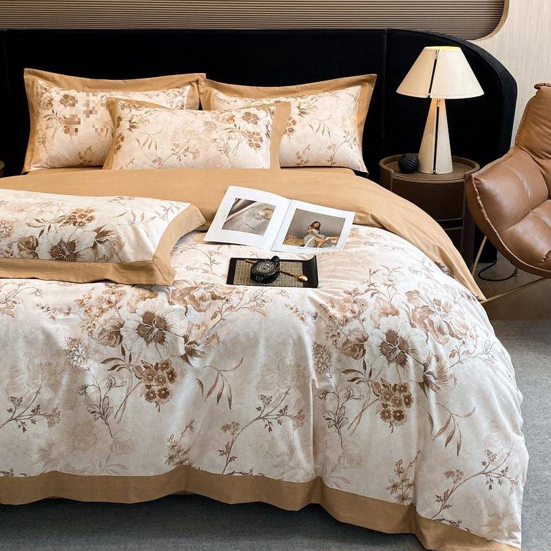 高端全棉磨毛床四上件套加厚纯棉1床00S长棉被套床单轻绒奢XSR秋