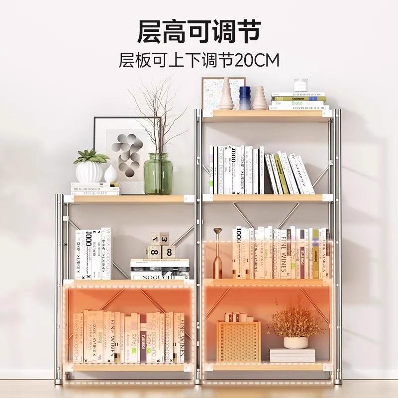 微日式置物物架厨房波简炉落地收纳储架客厅阳台多层易书架多JLS