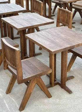 新款老榆老木茶桌实木门办公桌面多板款桌阳台喝茶长方FIO形茶台