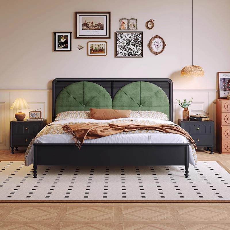 法式复床古风实木1.CXM中米主卧大床美式古风黑色1.5米8小户型软