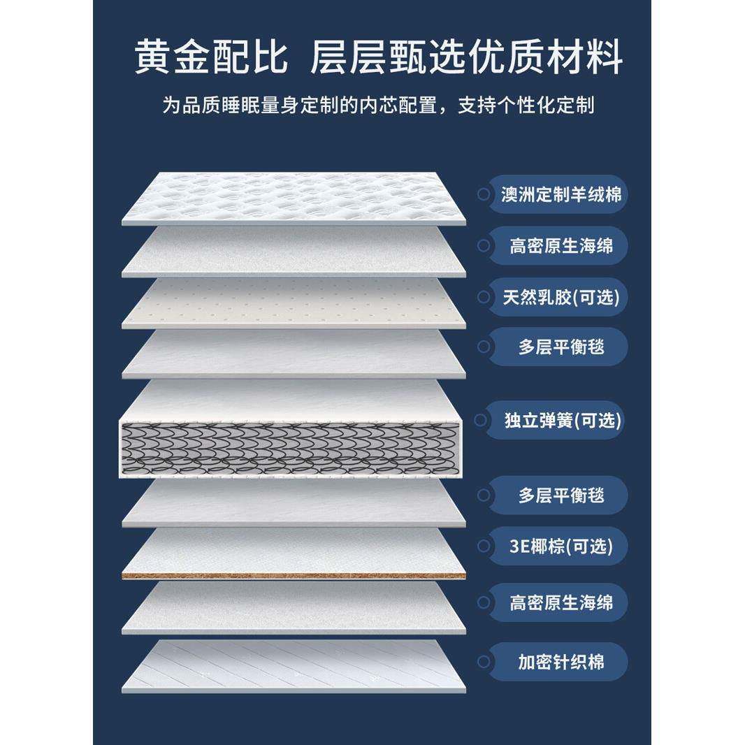 弹簧床垫家经5济型软硬两用20厚1.米席1.8梦思乳胶棕用SGL椰天然