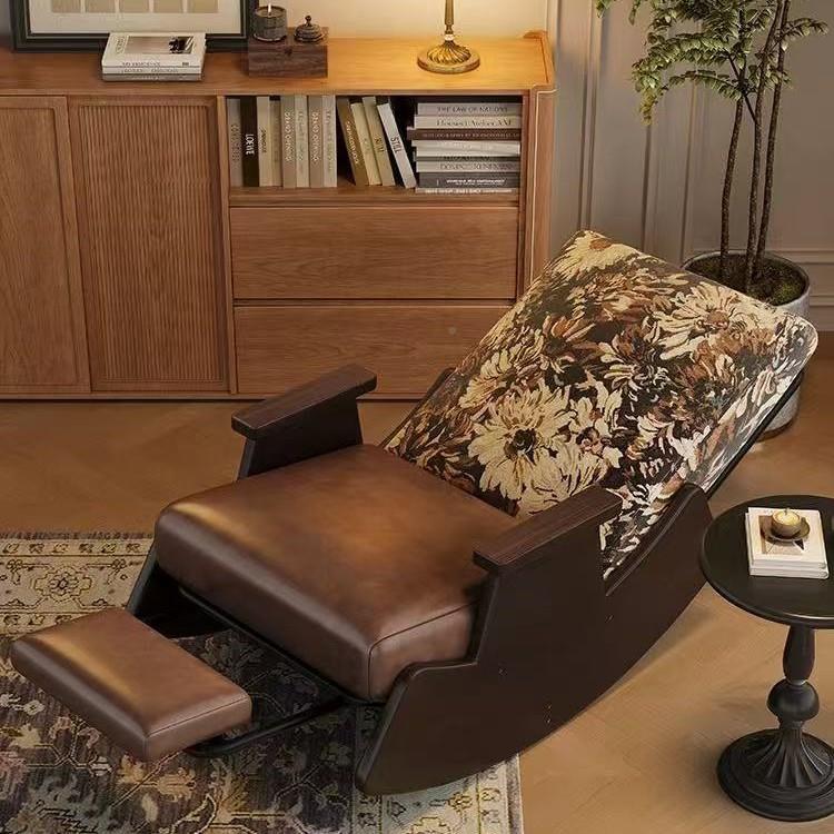 LRU中式摇摇椅古家用客厅复躺椅新阳卧室休闲台单人懒人沙发可睡