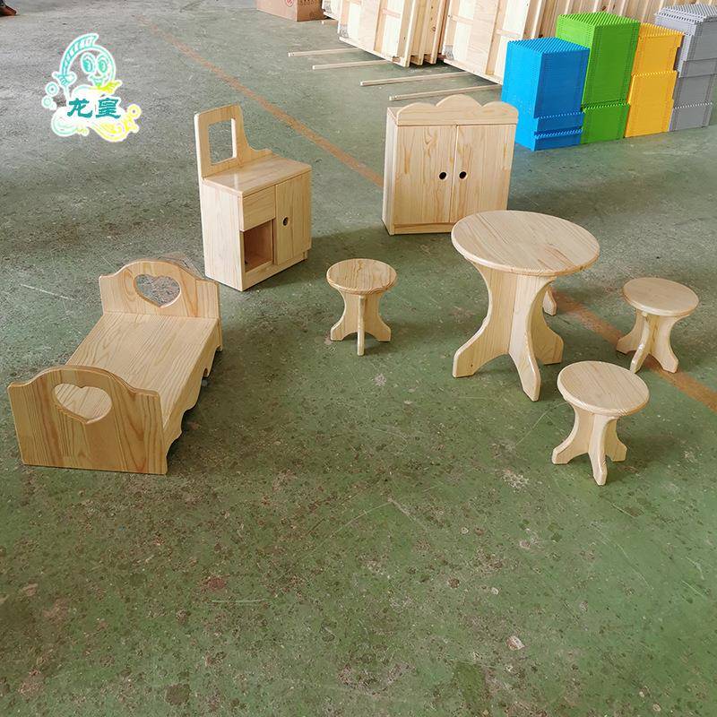 幼儿园早教中心VJS具角色扮演儿童玩具樟子娃松原木家套娃家8件组