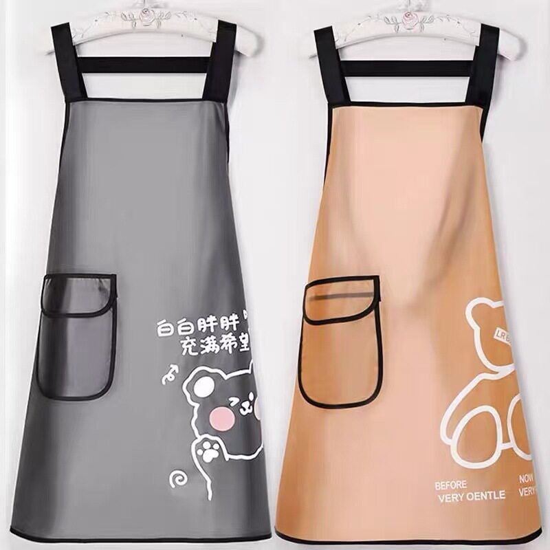厂家男女士通用工作服围裙厨房家务围裙女竹节棉印花防污无袖围腰